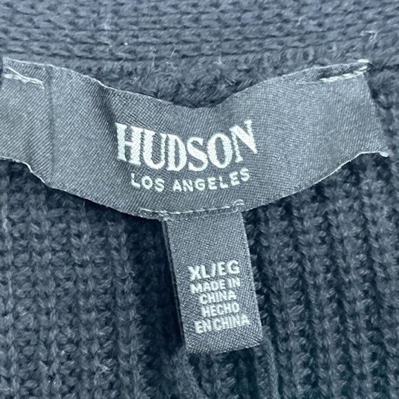 Hudson Los Angeles 100% Cotton Buttondown Cardigan XL Black 6644 - Picture 3 of 8